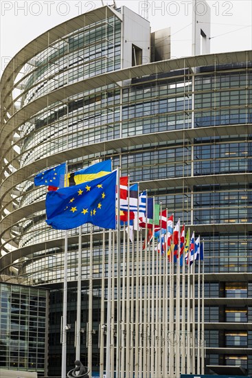 European flags in the wind