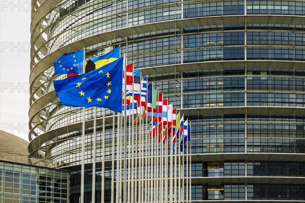 European flags in the wind