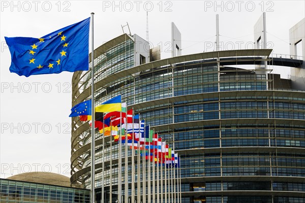 European flags in the wind