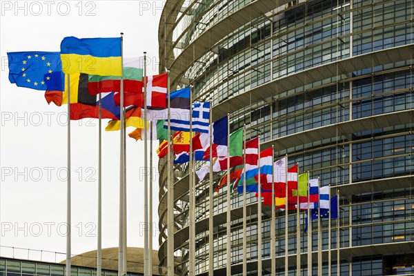 European flags in the wind