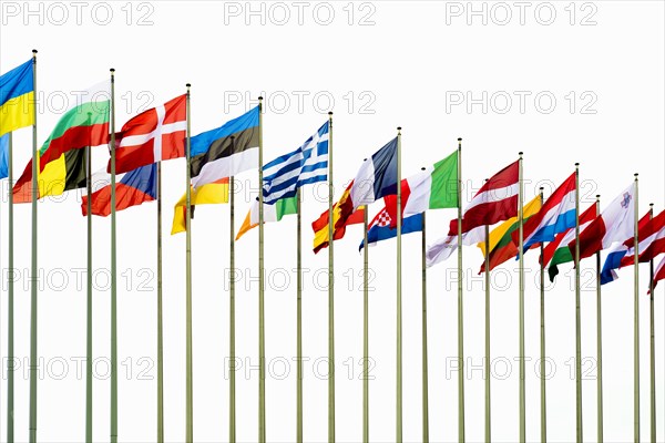 European flags in the wind