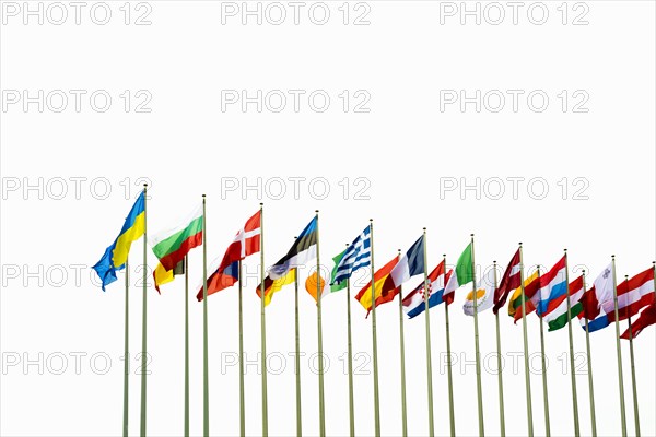 European flags in the wind