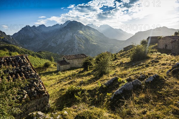 Alpine huts and mountains