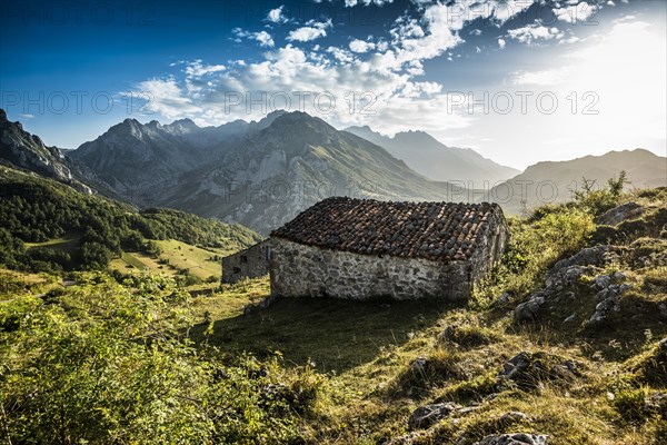 Alpine huts and mountains