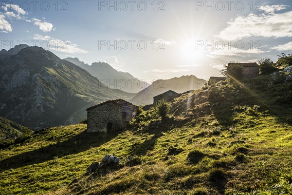 Alpine huts and mountains