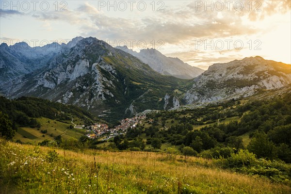 Village and mountains