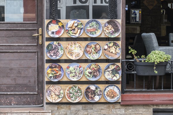 Decorative menu in the pedestrian zone