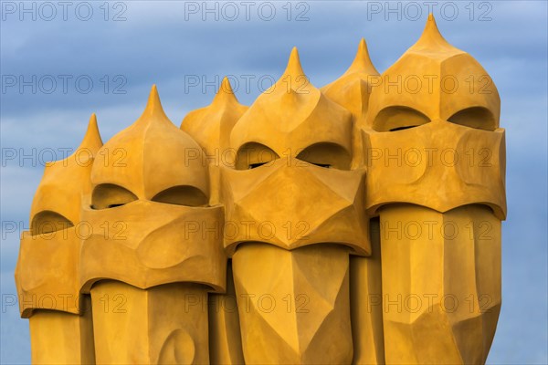 Sculptures on the roof of Casa Mila