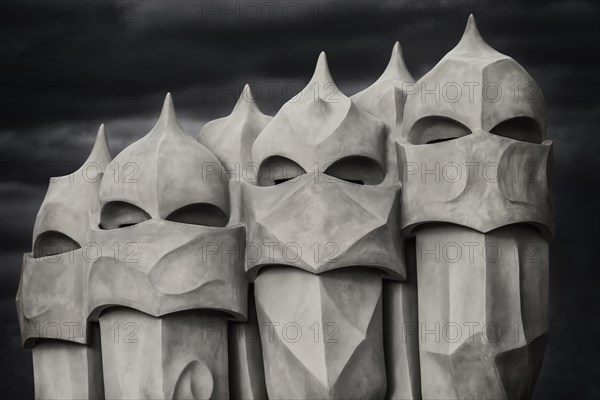 Sculptures on the roof of Casa Mila