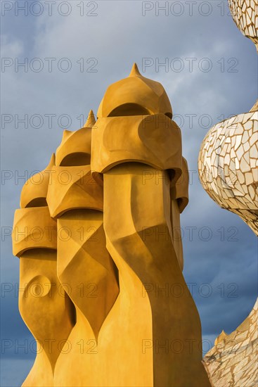 Sculptures on the roof of Casa Mila