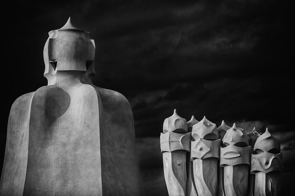 Sculptures on the roof of Casa Mila