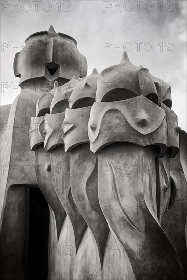 Sculptures on the roof of Casa Mila