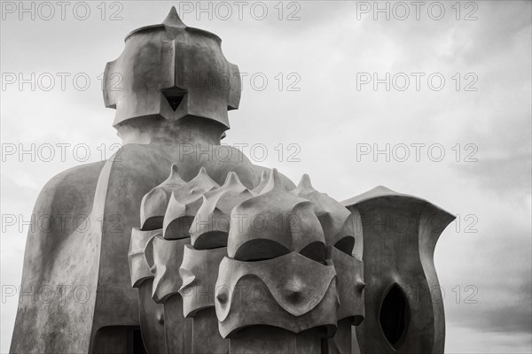 Sculptures on the roof of Casa Mila