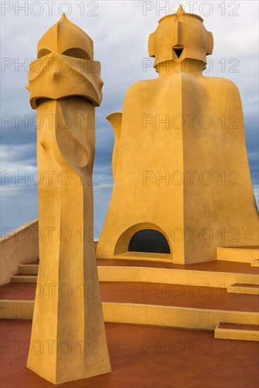 Sculptures on the roof of Casa Mila