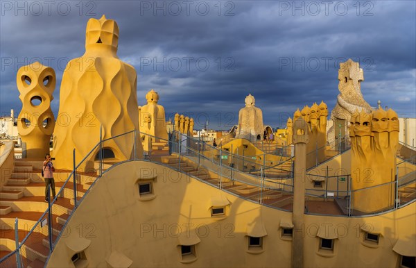 Sculptures on the roof of Casa Mila