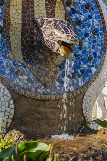 Figure by Gaudi on the Dragon Steps in Park Guell