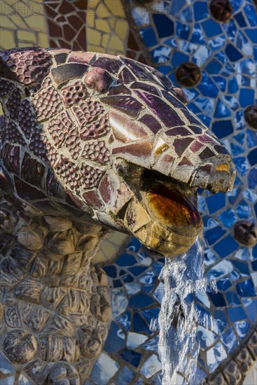 Figure by Gaudi on the Dragon Steps in Park Guell