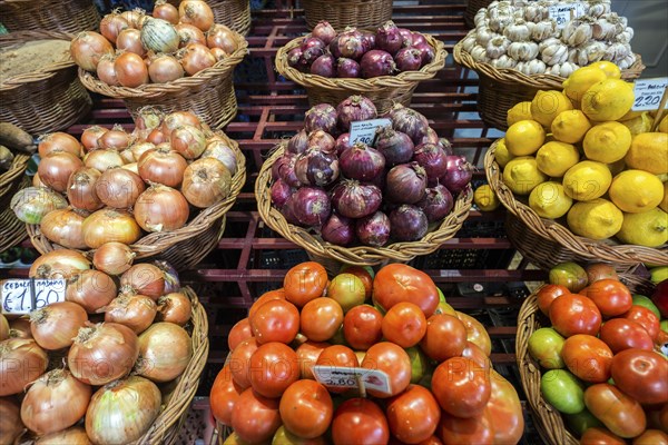 Exotic fruit and vegetables stall Market