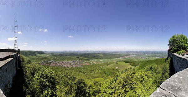 View from Teck Castle into the Lenningen valley with the municipality of Owen