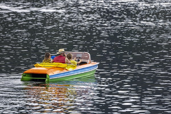 Pedal boat underway on Lake Titisee in the Black Forest