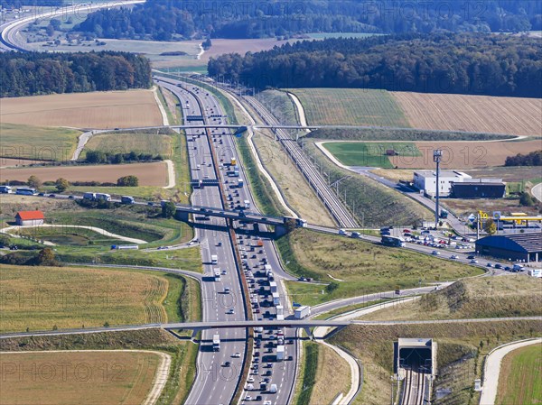 Motorway exit A8 near Merklingen in the Swabian Alb