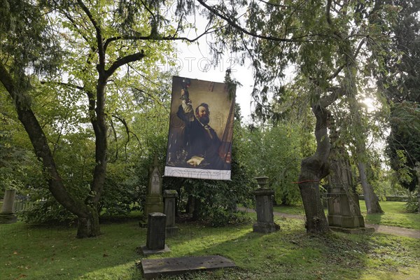 Banner with portrait of Johann Peter Hasenclever