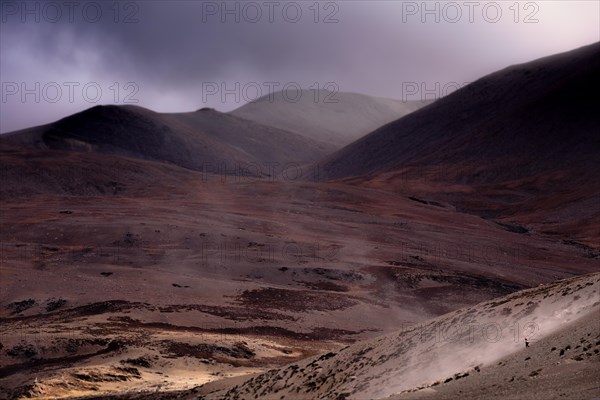 A goat herder from the Changpa nomadic tribe heading back to camp