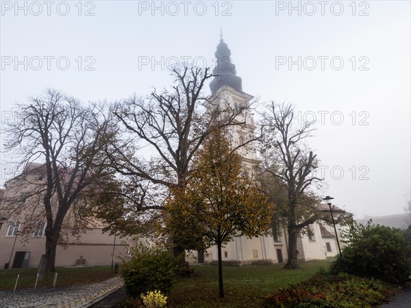 Maria Hilf Church of Our Lady in the morning mist