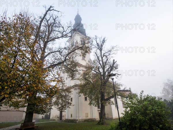 Maria Hilf Church of Our Lady in the morning mist