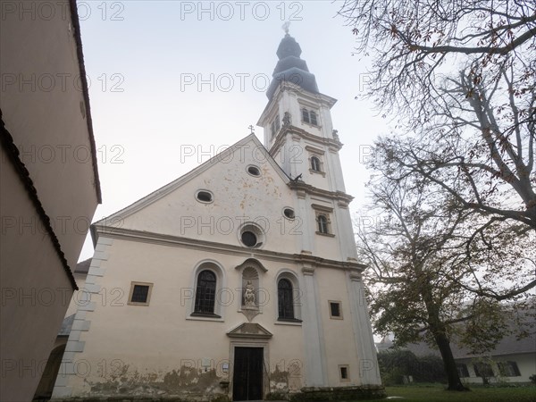 Maria Hilf Church of Our Lady in the morning mist