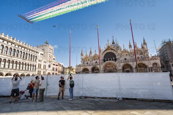 Aerobatic Squadron Frecce Tricolori over St. Mark's Basilica