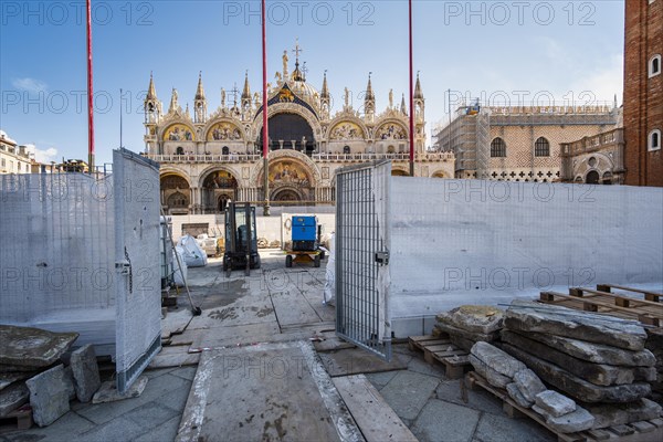 Construction site in front of St Mark's Basilica