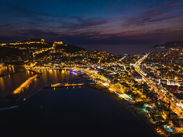 Night over Alanya from a drone