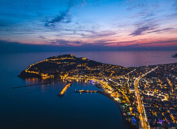 Night over Alanya from a drone