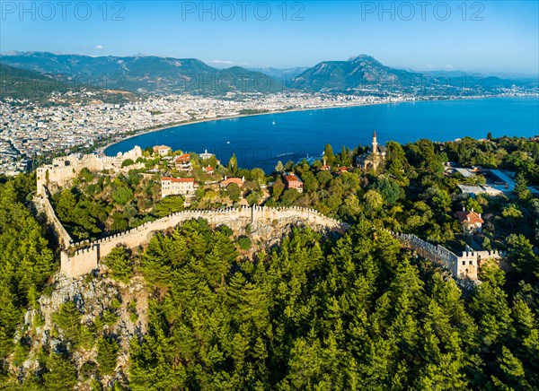 Alanya Castle and Marina from a drone