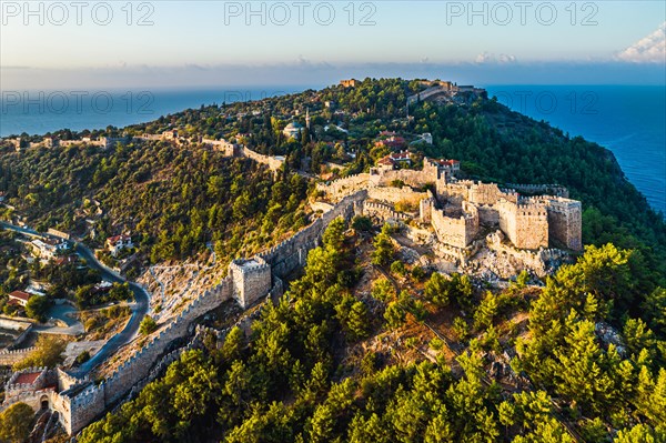 Alanya Castle and Marina from a drone