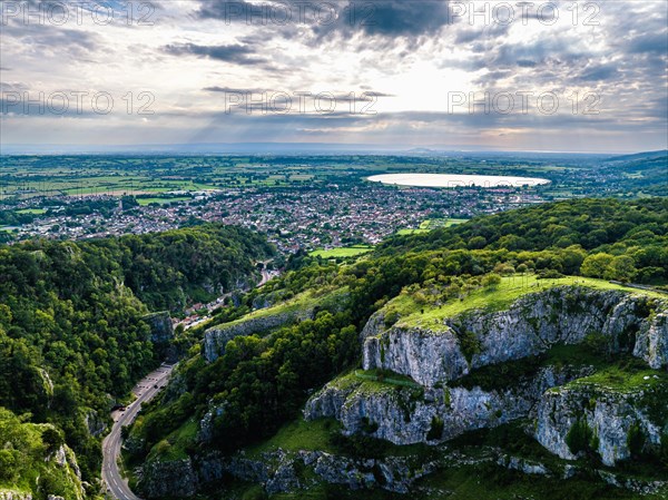 Cliff Road and valey in Cheddar Gorge and Caves