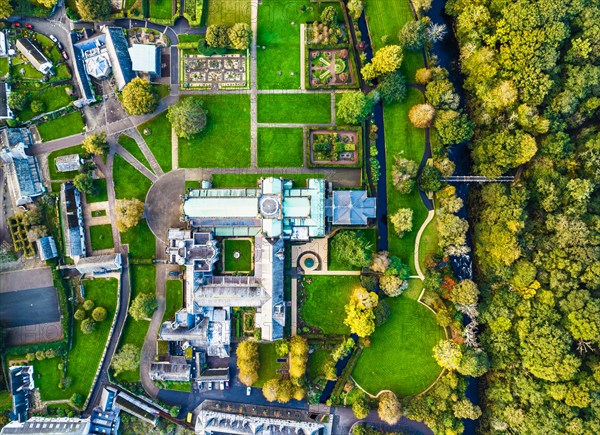 Buckfast Abbey and Gardens from a drone