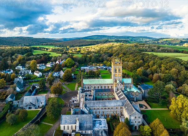 Buckfast Abbey and Gardens from a drone