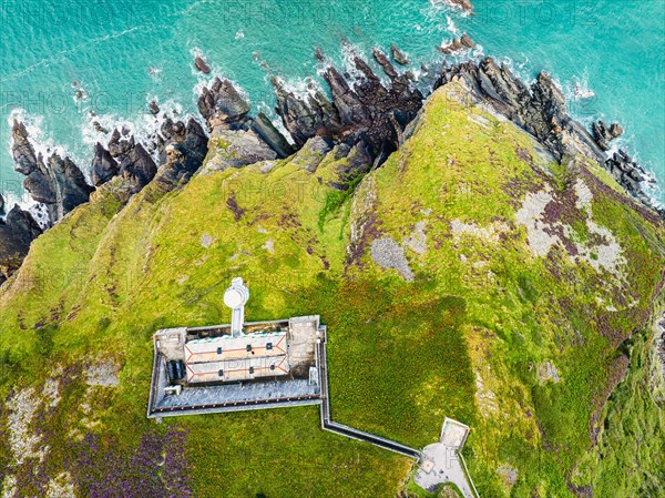 Top Down over The Lighthouse Keepers Cottage from a drone