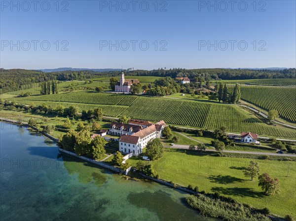 Aerial view of Maurach Castle on Lake Constance