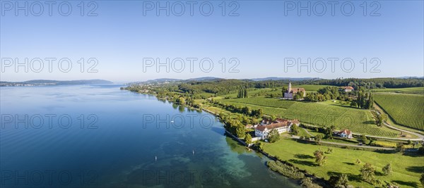 Aerial panorama of Maurach Castle on Lake Constance