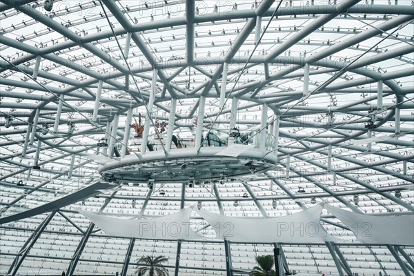 Modern glass architecture in Redbull Hangar7