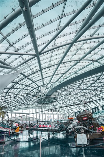 Modern glass architecture in Redbull Hangar7