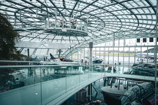 Modern glass architecture in Redbull Hangar7