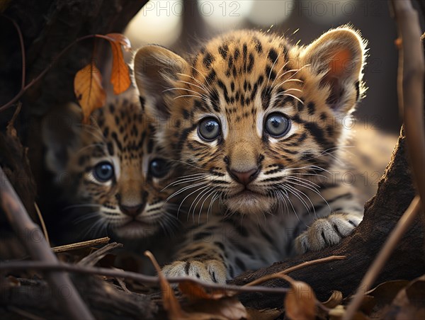 Two leopards puppies