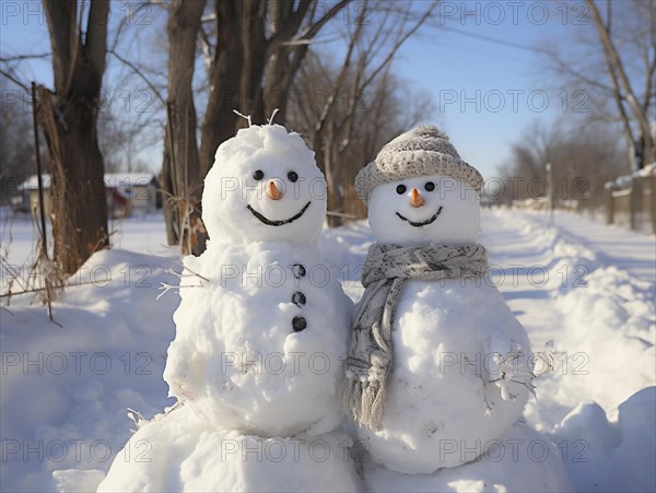 Snowman in a winter landscape