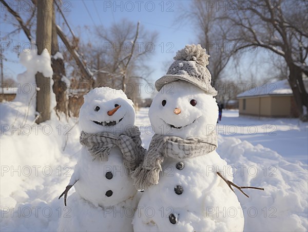 Snowman in a winter landscape