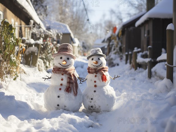 Snowman in a winter landscape