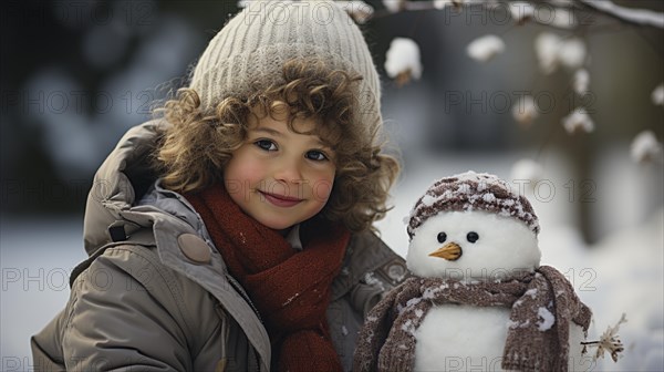 Snowman in a winter landscape